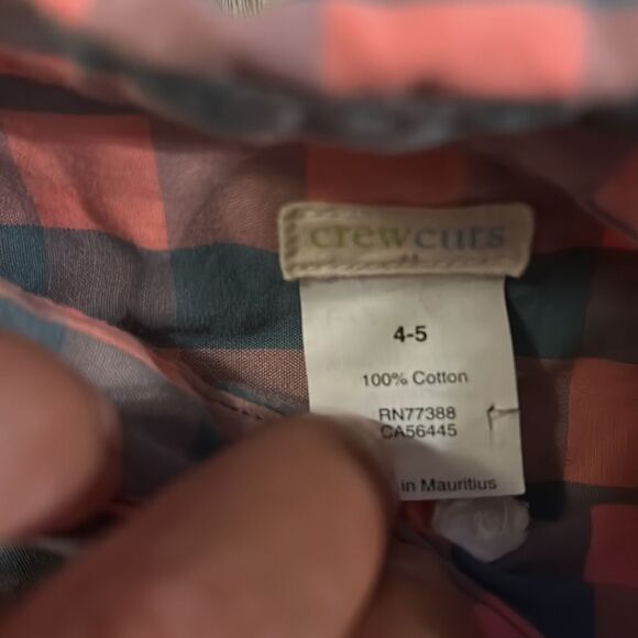 ((2 PIECE)) CREWCUTS BOYS 100% COTTON CASUAL BUTTON DOWN SHIRTS PLAID SIZE 4/5 - Picture 4 of 7